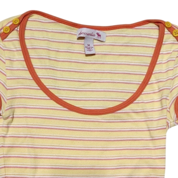 Abercrombie Vintage Striped Yellow Short Sleeve Top - Picture 4 of 5